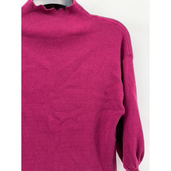 Women's Burgundy Soft Knit Mock-Neck Long Sleeve Pullover Sweater SZ M - Picture 5 of 10